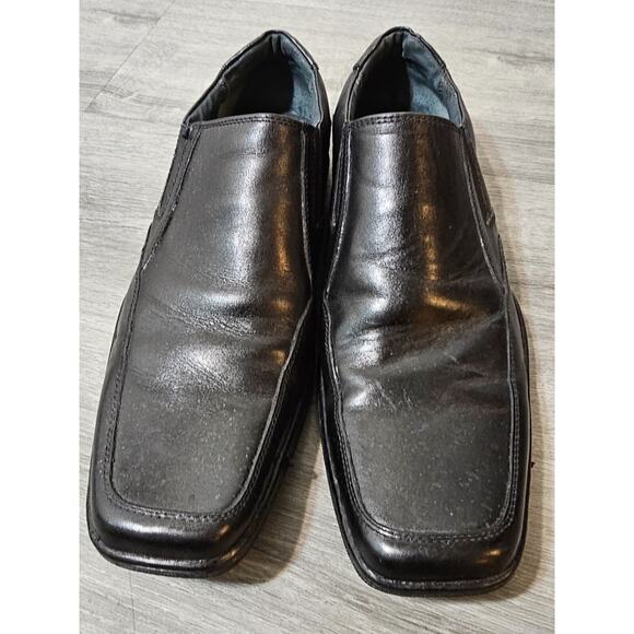 Kenneth Cole Reaction Punchual Slip On Loafer Black Leather Shoes Men Size 9
